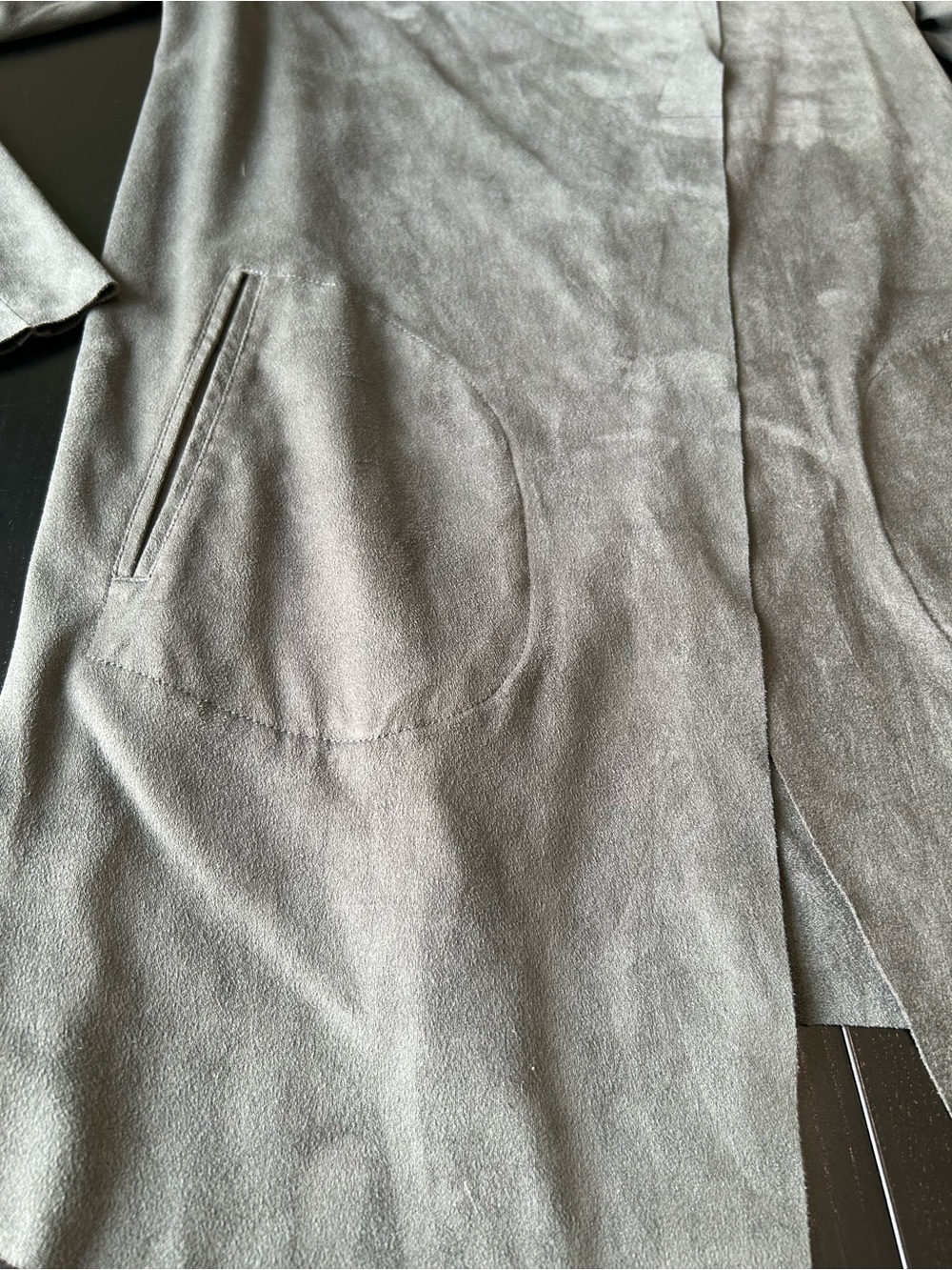 Sandwich Faux Microsuede Drape Jacket Gray Moto 90s Minimalism Quiet Luxury - Picture 13 of 15